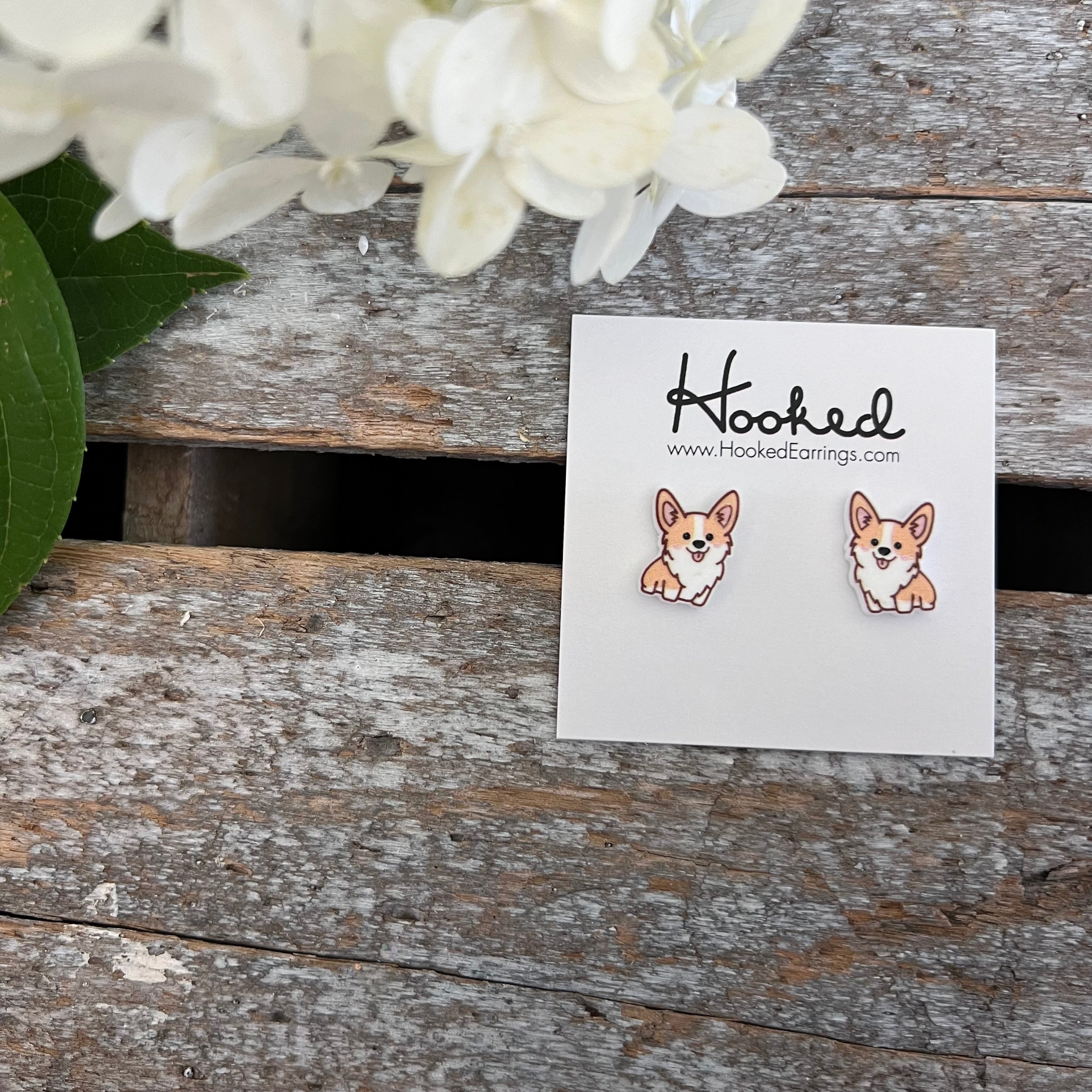 Cute Corgi Stud Earrings Hooked LLC