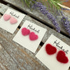 Big Fuzzy Heart Stud Earrings