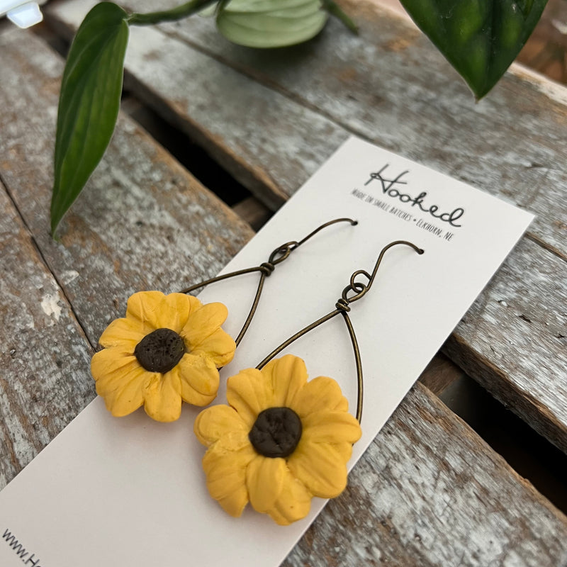 Sunflower Hoop Earrings