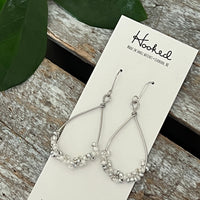 Beaded Teardrop Earrings - Silver Pearl