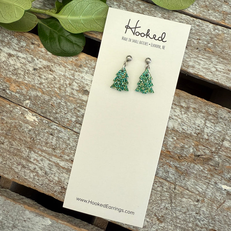 Fab Green Fir Tree Earrings - Mini