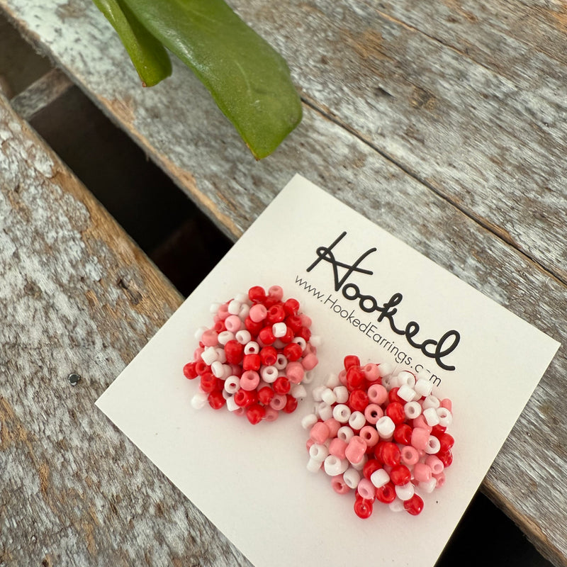 Sweetheart Dome Beaded Studs