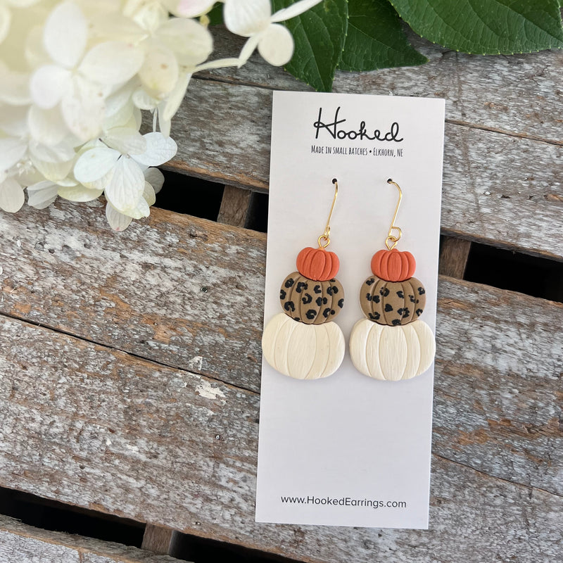 Leopard Stacked Pumpkin Earrings