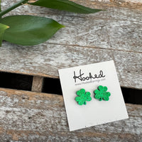 Glitter Shamrock Studs - 12mm