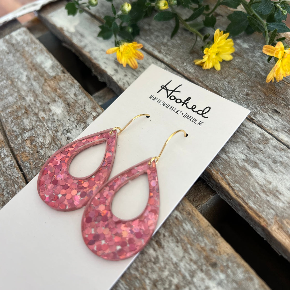 Pink Hologram Cutout Earrings