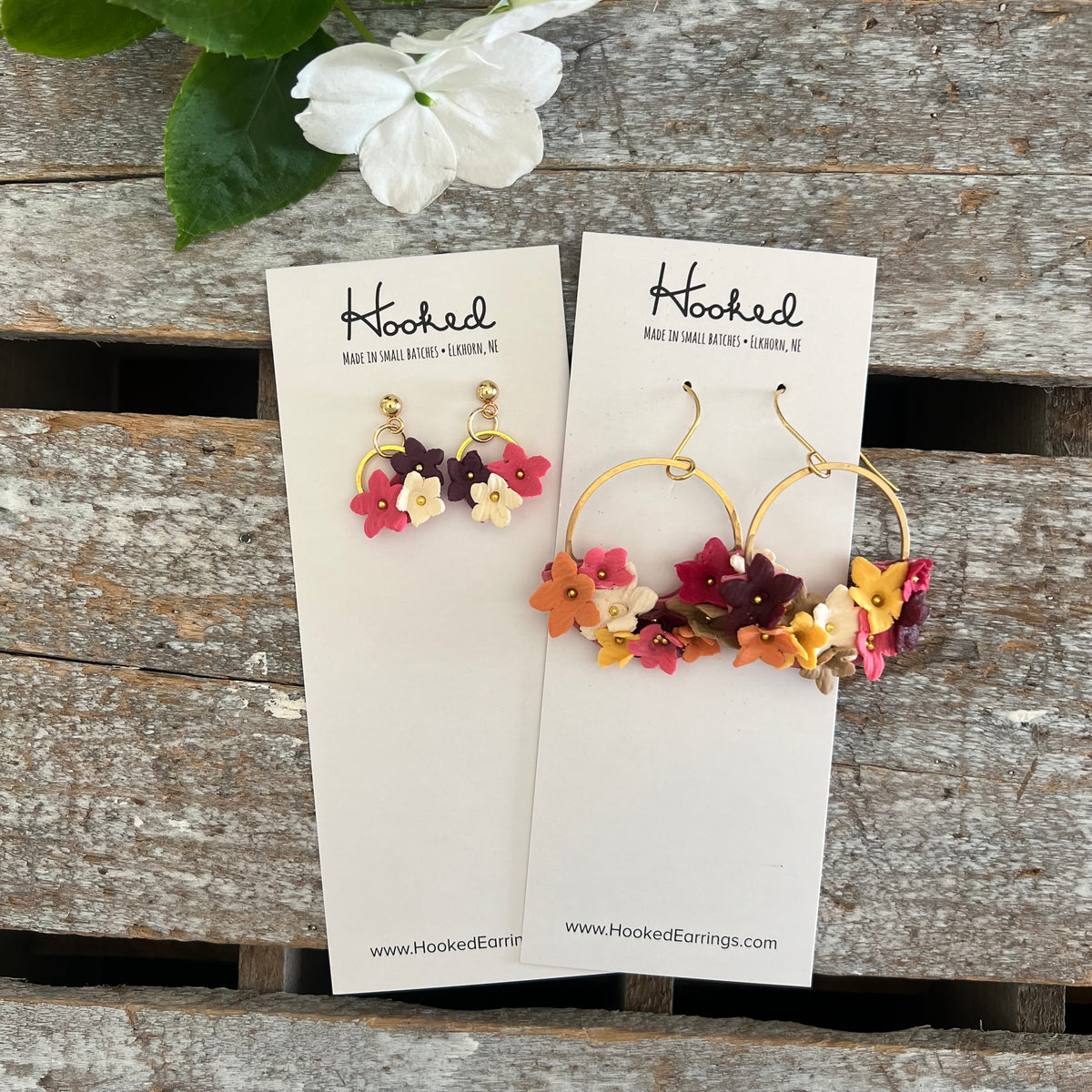 Fall Floral Bouquet Hoop Earrings - Minii