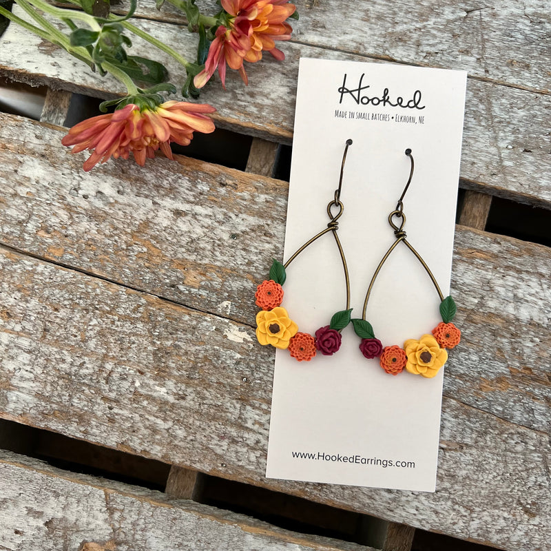 Floral Cascade Earrings in Fall Florals