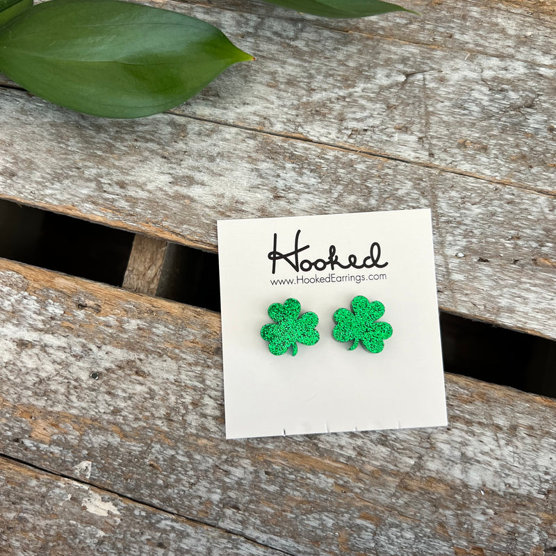 Glitter Shamrock Studs - 12mm