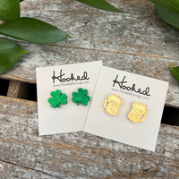 Glitter Shamrock Studs - 12mm