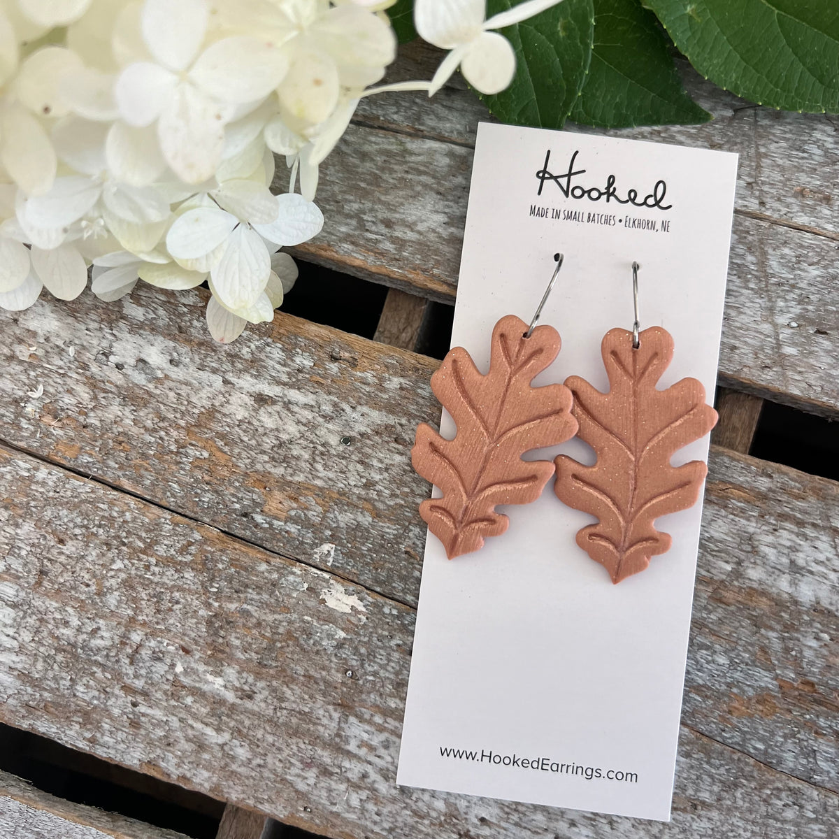 Lustrous Oak Leaf Earrings