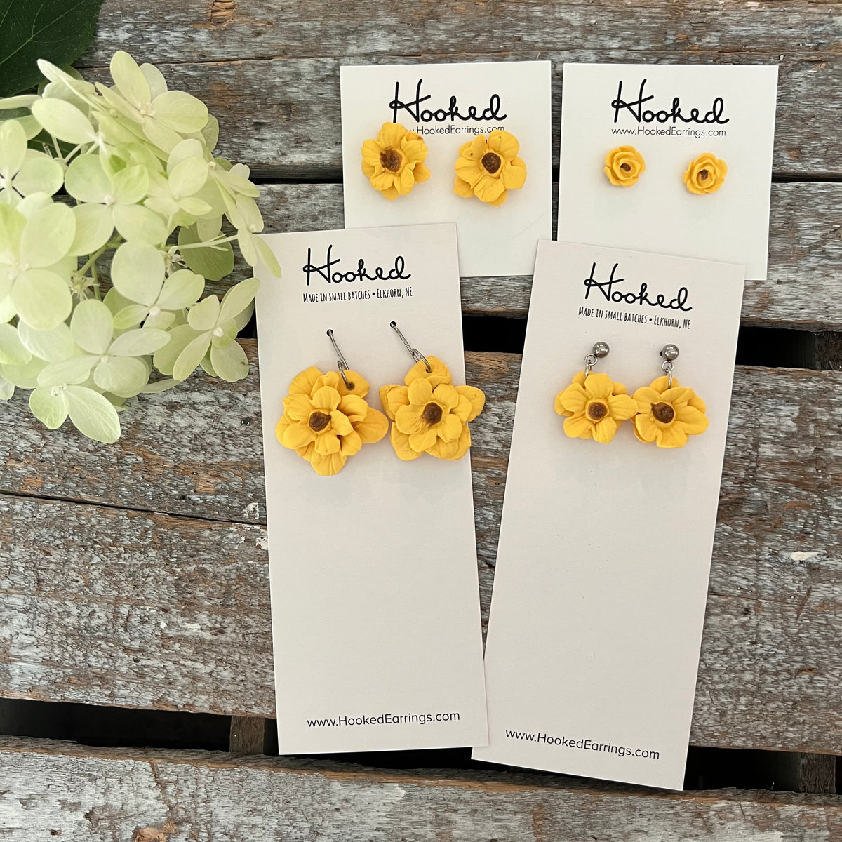 Yellow Flower Dangle Earrings - Small