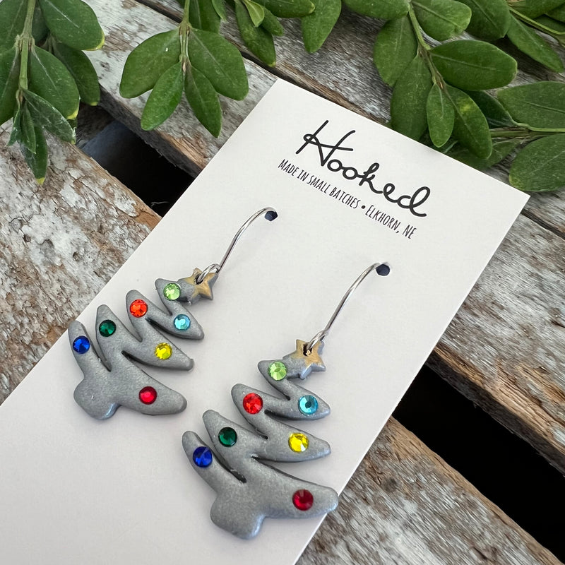 Bedazzled Whimsical Tree Earrings - Small