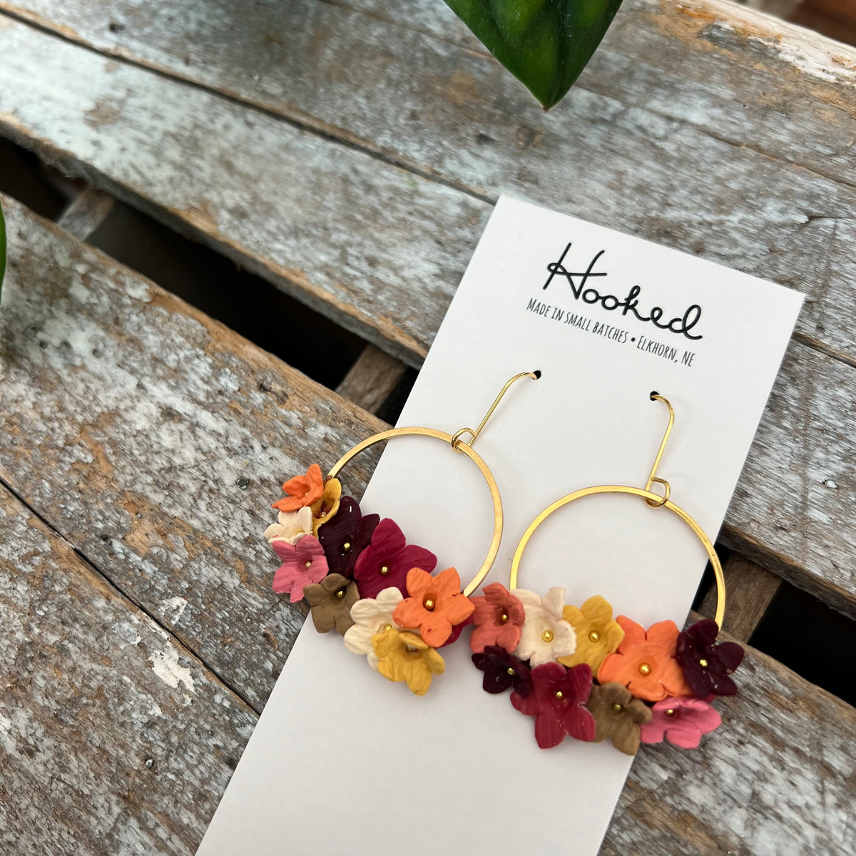 Fall Floral Bouquet Hoop Earrings