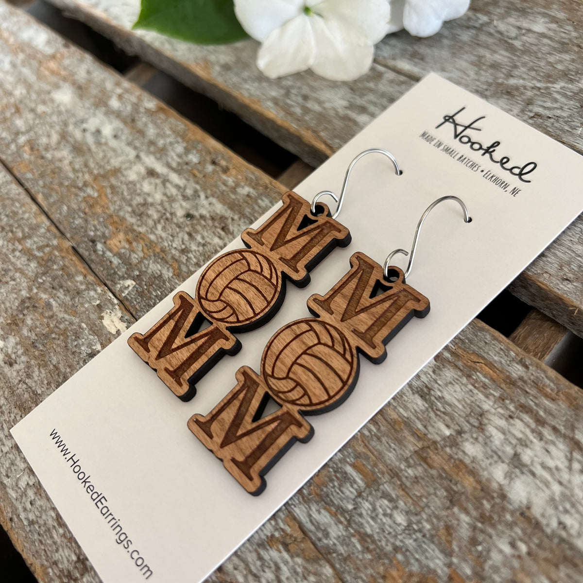 Volleyball Mom Wooden Earrings