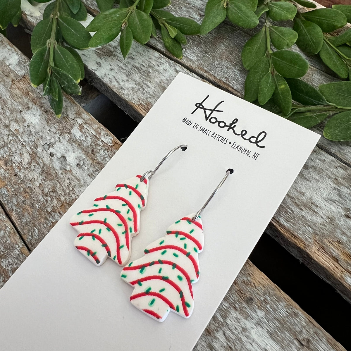 Christmas Cake Tree Earrings - Small