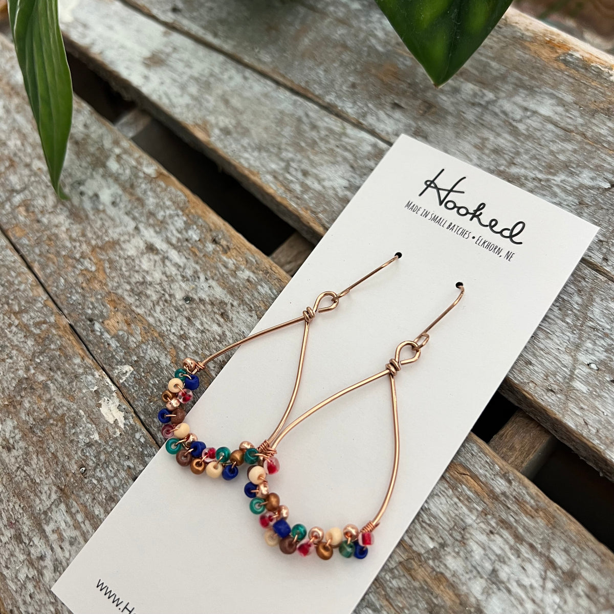 Beaded Teardrop Earrings - Autumn Sky