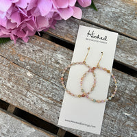 Beaded Hoop Earrings - Sorbet and Gold - Medium