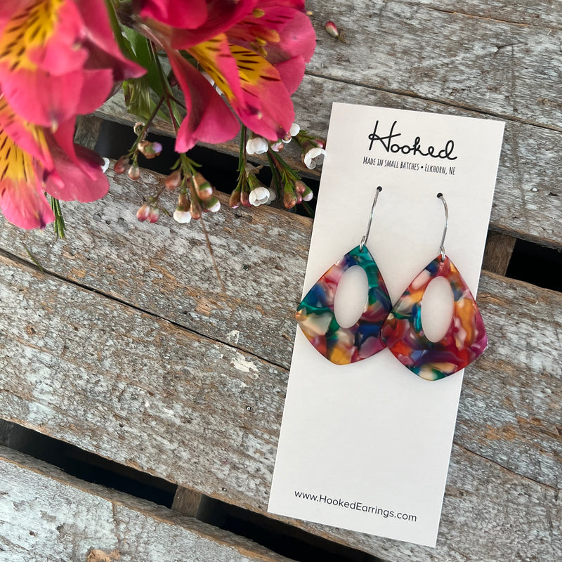 Rainbow Tortoise Cutout Pool Earrings - Waterproof