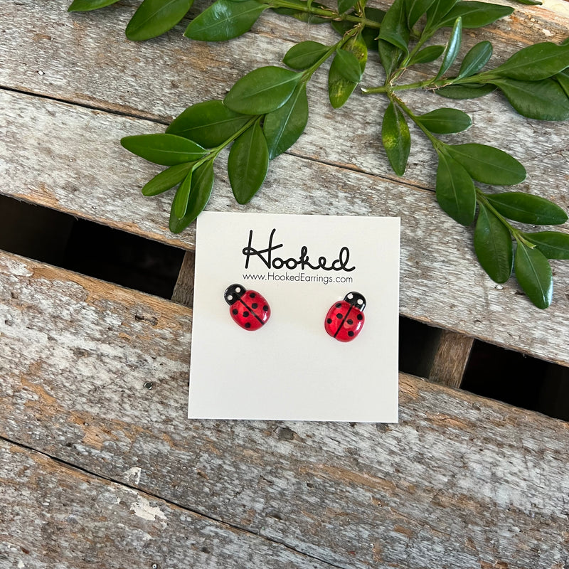 Ladybug Studs - Hot Pink or Red