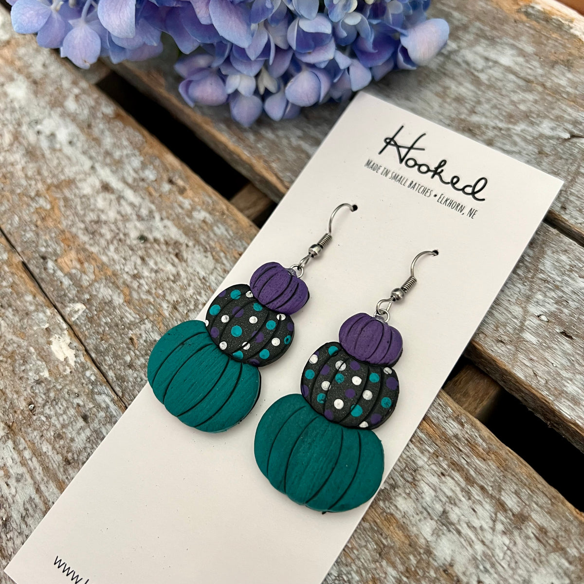 Toil and Trouble Stacked Pumpkin Earrings