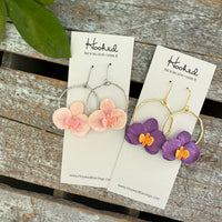 Floral Hoop Earrings in Pink Orchid