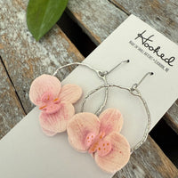 Floral Hoop Earrings in Pink Orchid