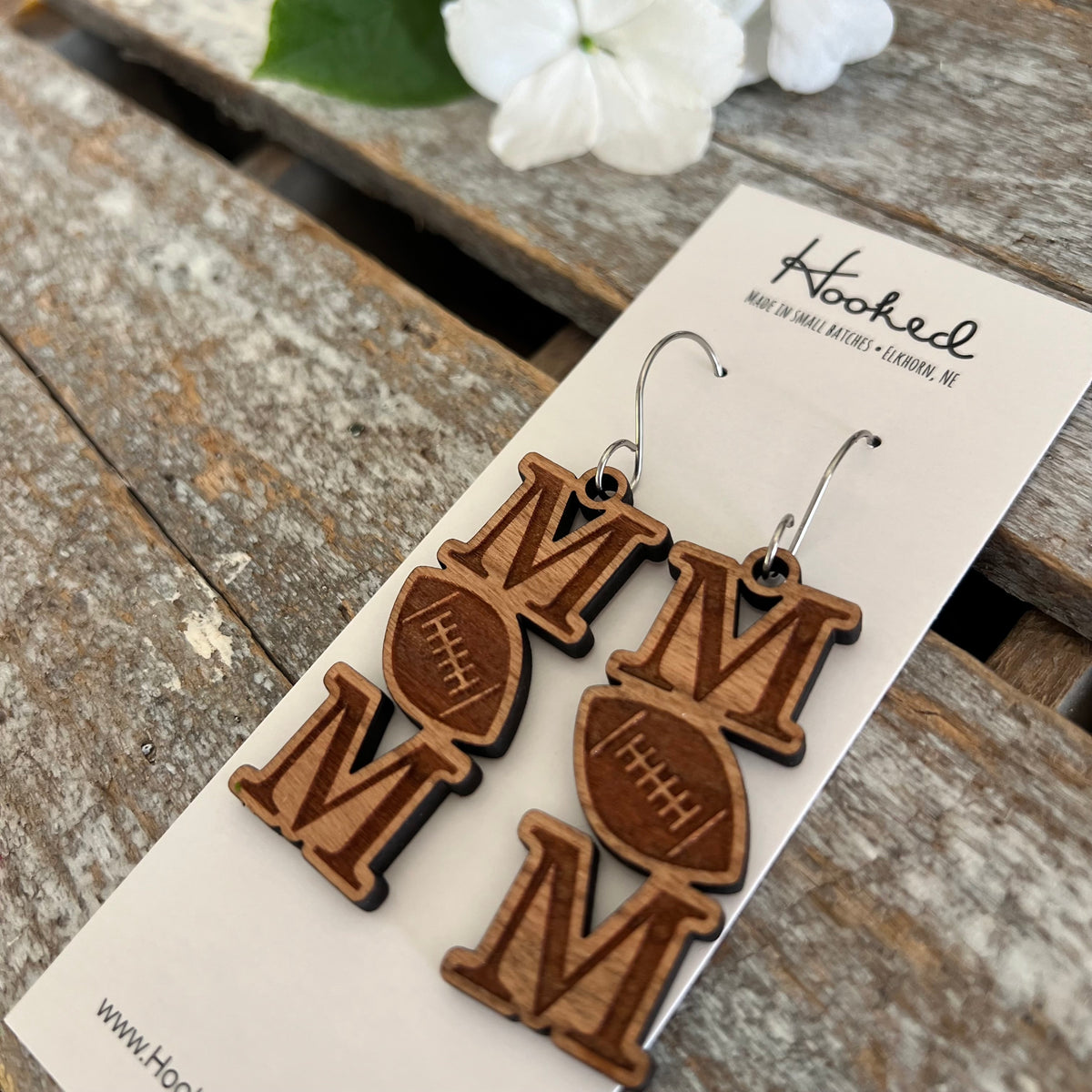 Football Mom Wooden Earrings