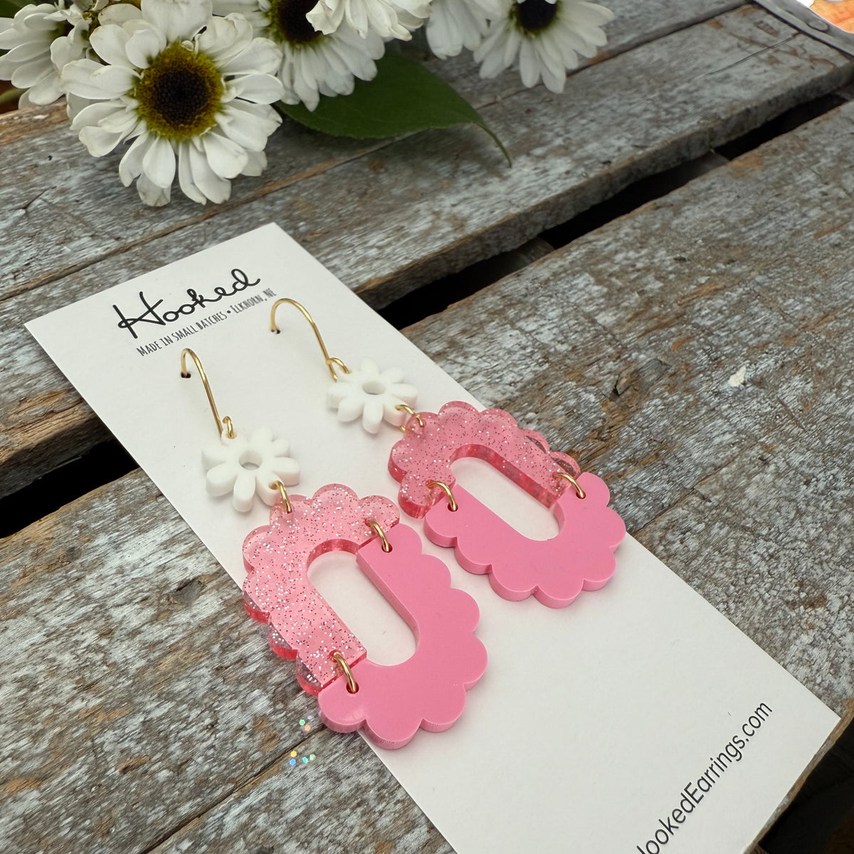 Pop Pink Scalloped Cutout Earrings