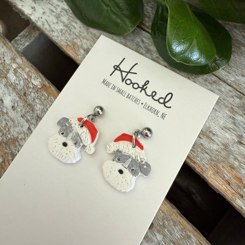 Santa Puppy Earrings - XS