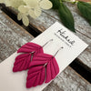 Viva Magenta Split Leaf Dangle Earrings  - Medium