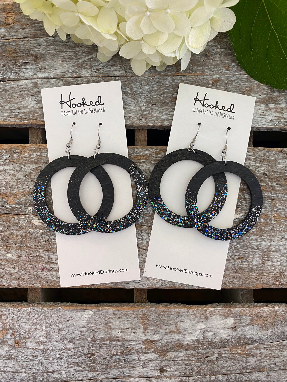 Cosmic Glitter Wooden Hoops - Medium