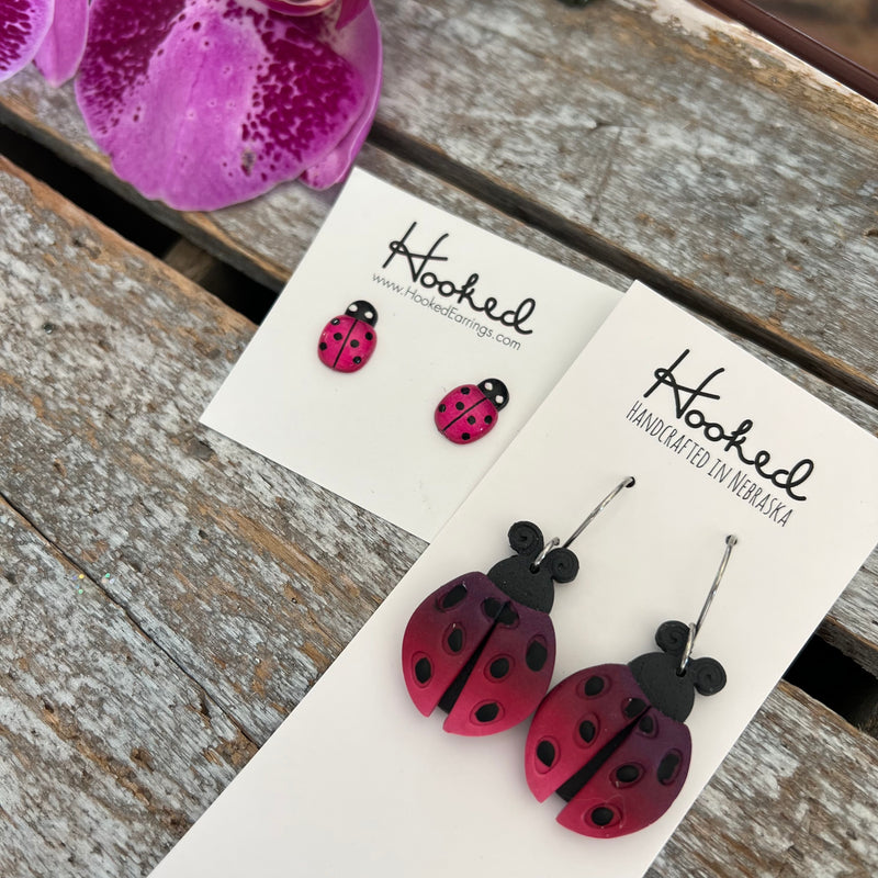 Ladybug Studs - Hot Pink or Red