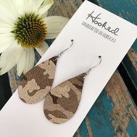 Classy Camo Teardrops in Bronze - Small