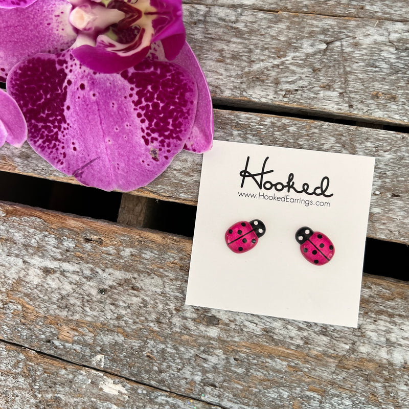 Ladybug Studs - Hot Pink or Red