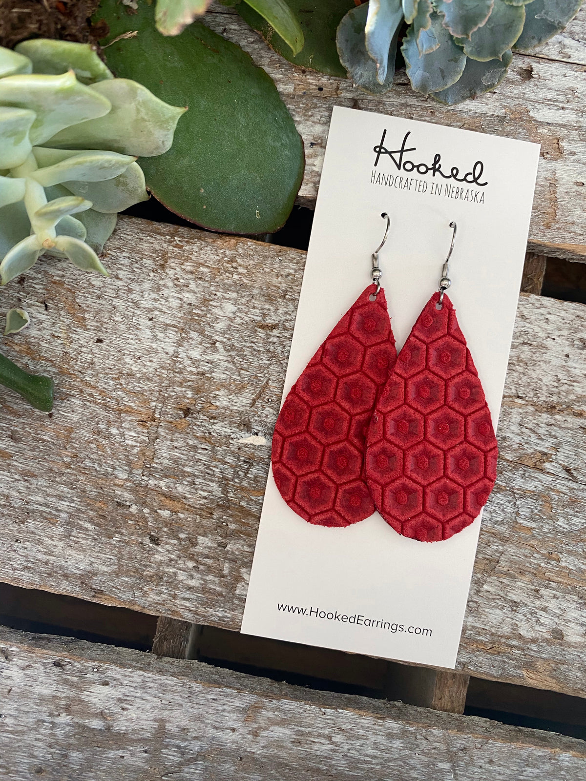 Hexagon Teardrops in Ruby - Medium