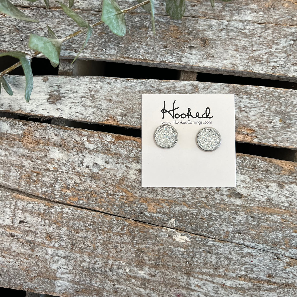 Druzy-Style Round Studs - Neutrals - 12mm