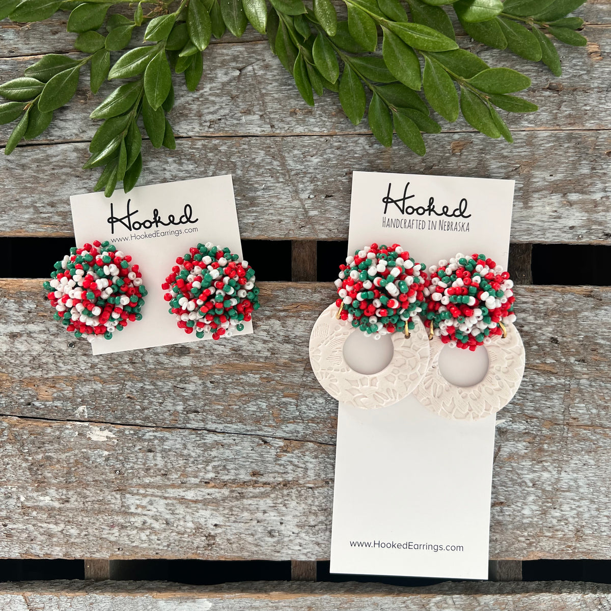 Opulent Beaded Hoops - Christmas Mix &  Snow White