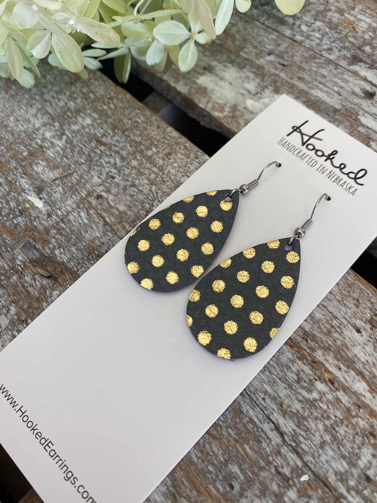 Gold and Slate Dottie Teardrops - Small