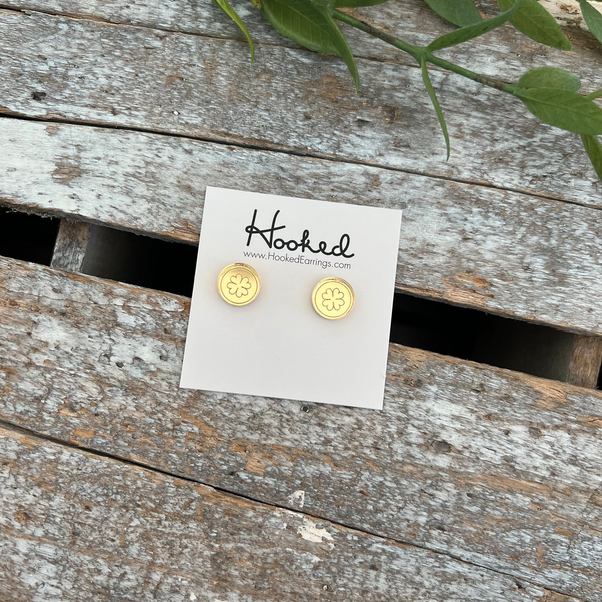 Gold Coin / Pot of Gold Etched Studs