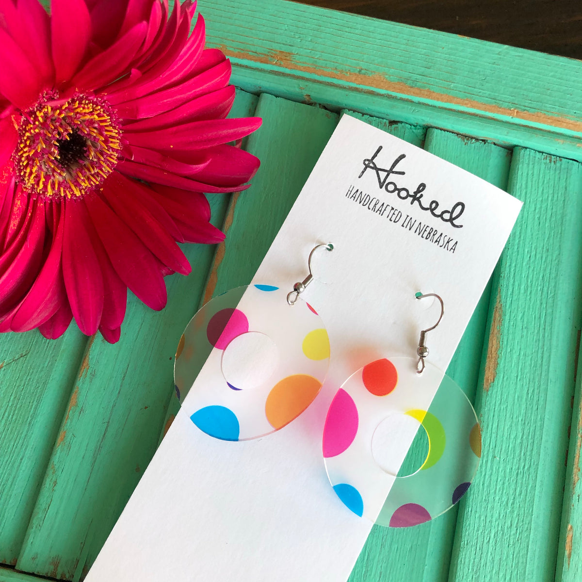 Clearly Rainbow Dot Pool Float Earrings