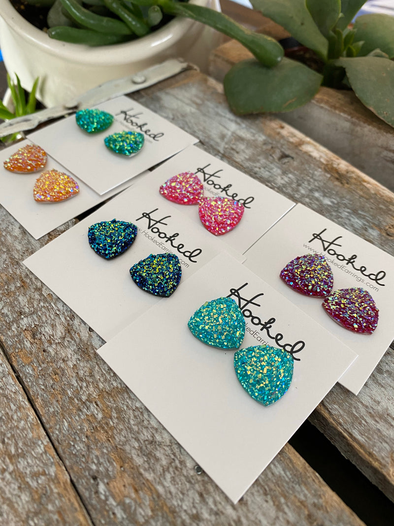 Sparkling Triangle Studs - 16mm - Brights