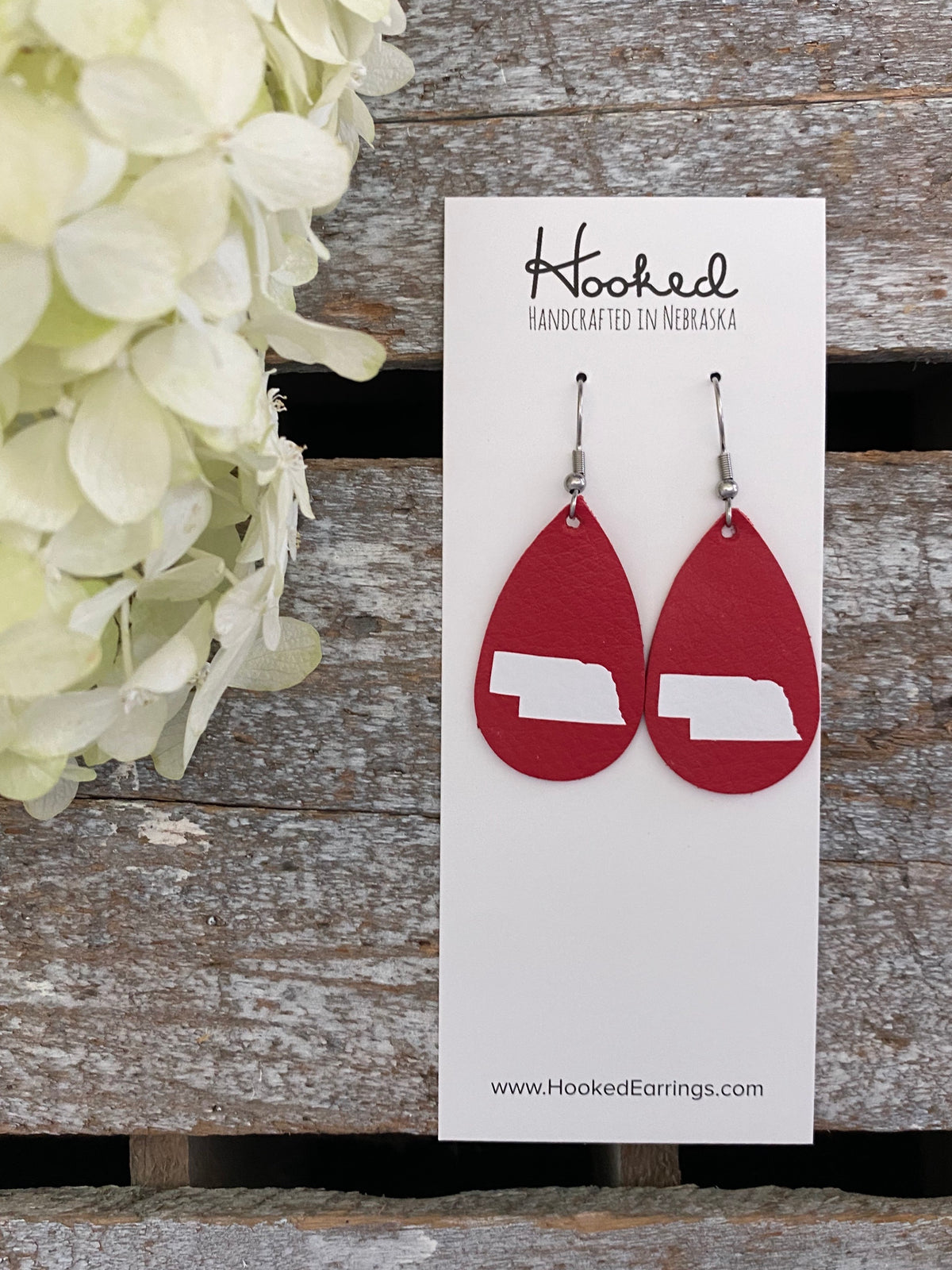 Nebraska State Pride Teardrops in Red/White - Small